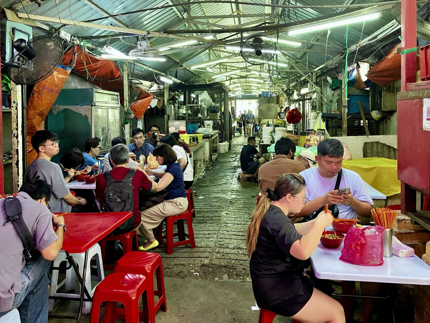 Diners in the covered alley